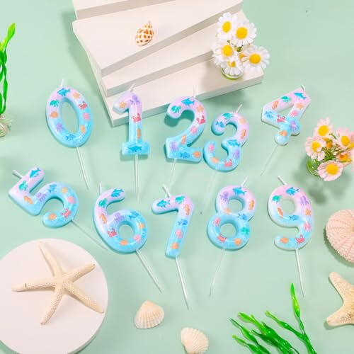 Mermaid Birthday Number 3 Candle - Ocean Themed Cake Topper