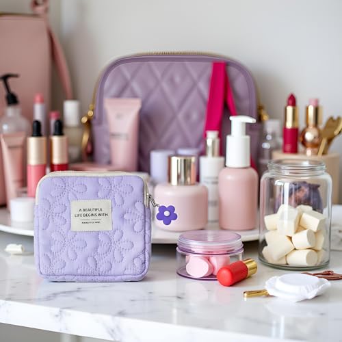 Tustao Purple Cosmetic Bag & Lipstick Holder Travel Pouch