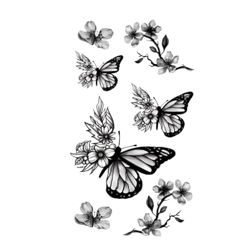 MapofBeauty Waterproof Black Butterfly Temporary Tattoo Stickers 2 Pack