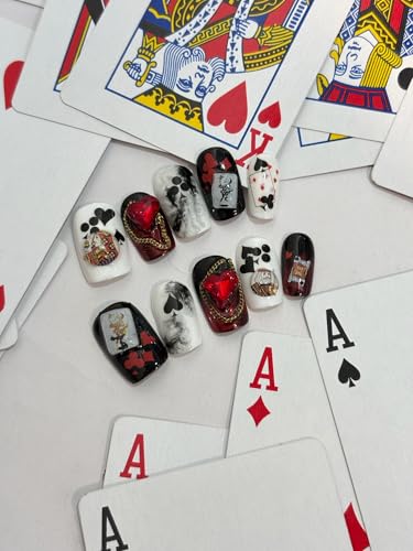 3D Poker Nail Stickers Self-Adhesive Hearts & Diamonds Nail Art Set