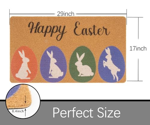 Easter Welcome Doormat - Colorful Bunny Design, 17x30 Inch