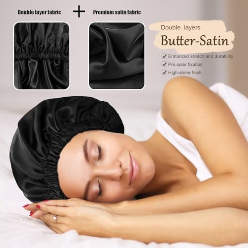 Doitory Silk Hair Bonnet for Sleeping - Double Layer Soft Satin Cap