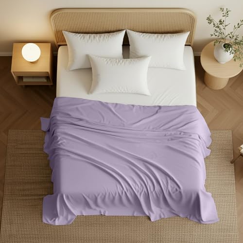 Ultra Soft Queen Size Flat Sheet - Lavender Microfiber Bedding