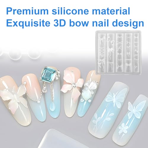 Sinbana 3D Silicone Bow Nail Art Mold - Bow-Knot Manicure Stencil Template