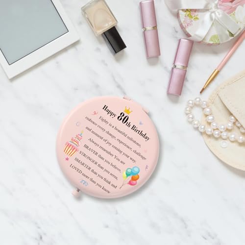Ratifyale 80th Birthday Pink Pocket Makeup Mirror for Women