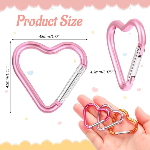 30pcs Heart Carabiner Clip, Alloy Heart Shape Hanging Keychain Clip, Cute Aluminum Carabiner Clip for Hiking Backpack, Car Charms, Purse Bling