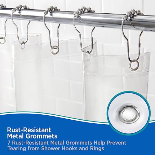 Kenney Waterproof PEVA Shower Curtain Liner, Clear, 42"W x 72"H