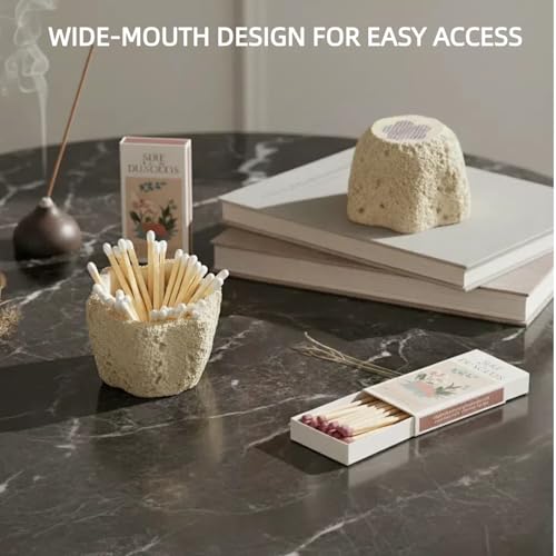 Augonla Concrete Match Holder with Striker Pads - Oatmeal Crater Design