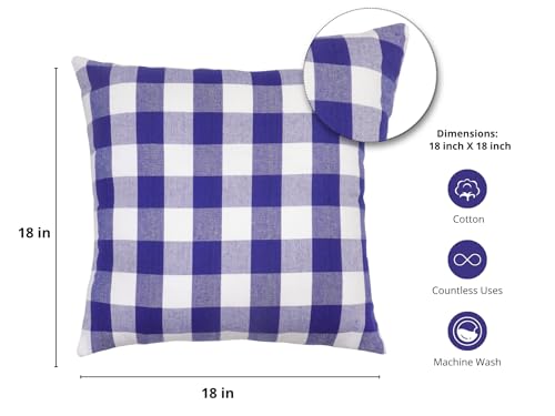 Buffalo Plaid Pillow Covers 18"x18" - Blue & White (Pack of 2)