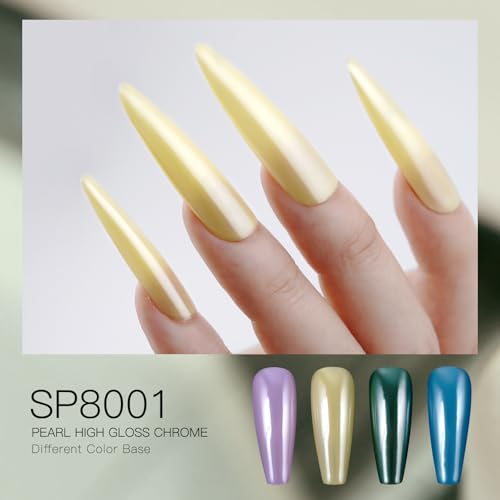 FSIXCL Pearl White Nail Chrome Powder Metallic Mirror Effect Pigment