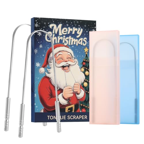 Stainless Steel Tongue Scraper 2 Pack with Travel Cases