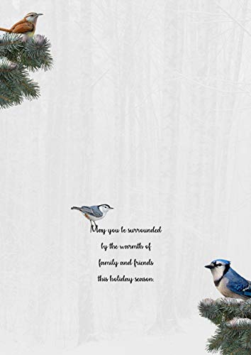 Christmas Birdhouse Greeting Cards - 18 Pack 7x5 Inch Wildlife Holiday Stationery