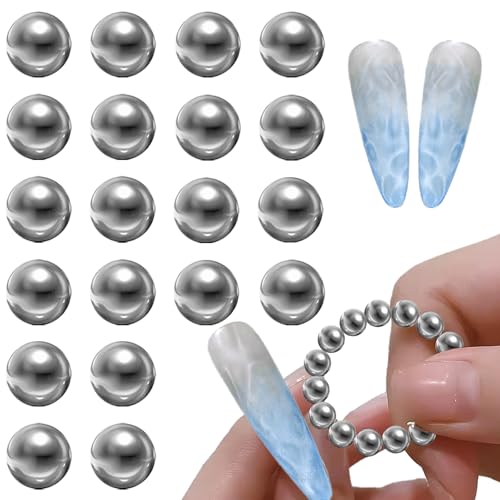 20Pcs Magnetic Nail Art Beads Silver Round Cat Eye Gel Polish Wand Tool