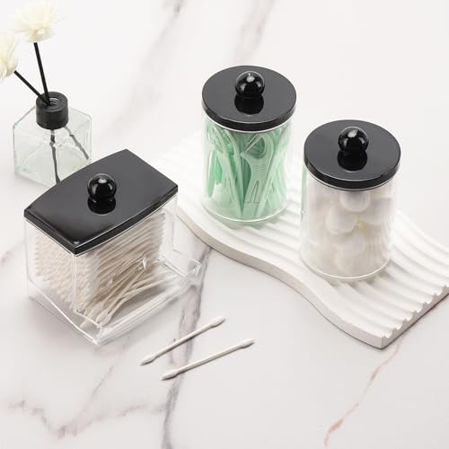 Tbestmax 10oz Cotton Ball Holder & Qtips Dispenser - Black