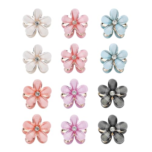 12 Pcs Mini Pearl Hair Claw Clips Small Flower Hair Pins for Women