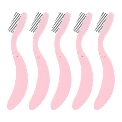 5-Pack Folding Metal Eyelash Comb & Separator Tool for Lashes