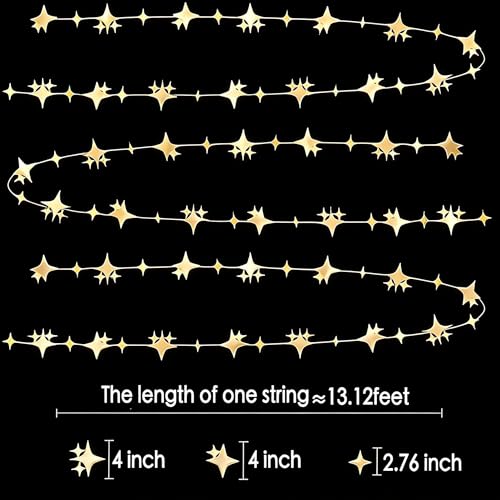 Champagne Glitter Star Garland Banner - 40 Feet for Parties