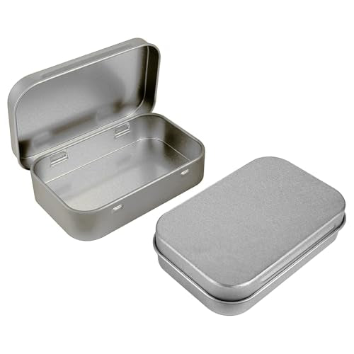 Yeetandoo Silver 2-Pack Metal Tin Storage Boxes with Lids
