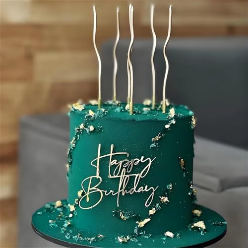 Elegant Gold Acrylic Happy Birthday Cake Topper for Any Celebration