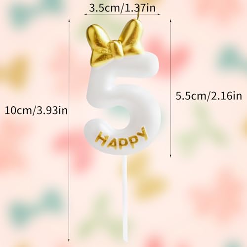 Elegant Pearl White & Gold 8th Birthday Candle Cake Topper