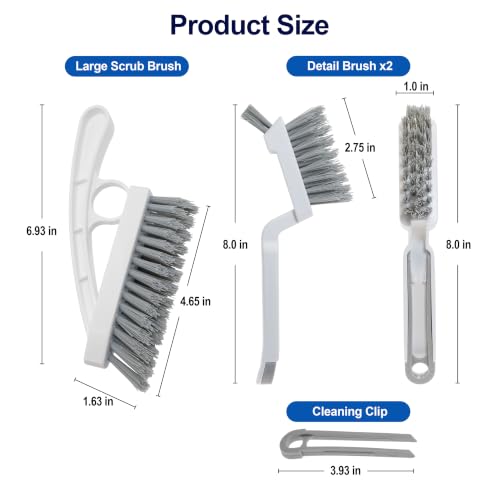 YUOILHY 3-Pack V-Shaped Grout Cleaner Brush Set - Stiff Nylon Bristles for Tile, Shower & Floor Cleaning