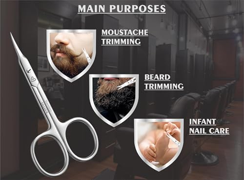 SILLVER Curved Cuticle Scissors - Extra Fine Pointed Stainless Steel Grooming Tool