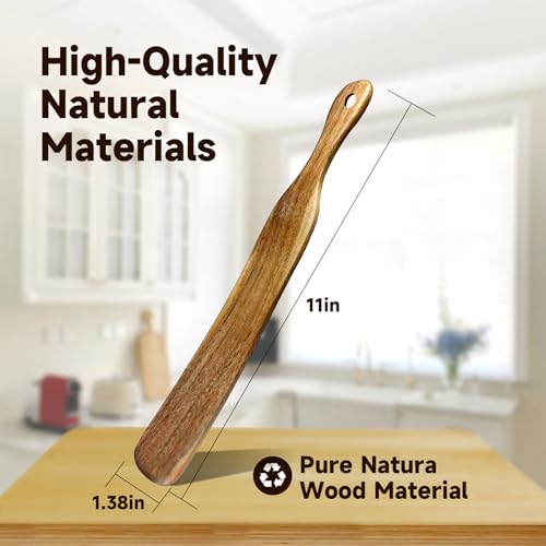 11" Acacia Wood Spurtle for Sourdough Baking | Nonstick Safe