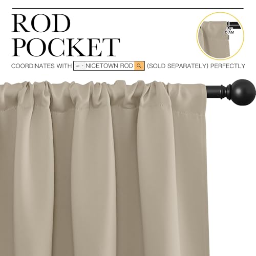 NICETOWN Blackout Curtains - 2 Panels, Thermal Insulated, 70x95" Soft Taupe