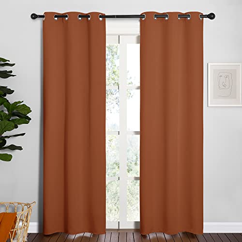 NICETOWN Burnt Orange Blackout Curtains, 34" x 84" (2 Panels)