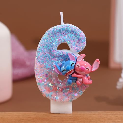 Cute Number 6 Birthday Candle - Cartoon Character Cake Topper