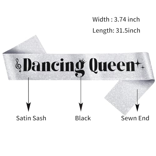 Dancing Queen Sash - Silver Satin Bachelorette Party Decoration