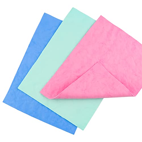 BAOFALI 3-Pack 6x8 Inch Reusable Stamp Shammy Cleaning Cloths - Pink, Blue, Green