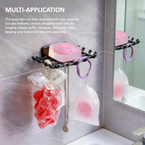 Boolydar White Soap Dish Set - Self-Adhesive, No Drill, Self-Draining