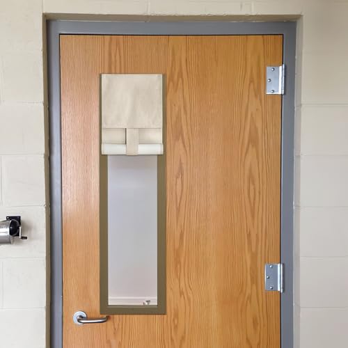 NICETOWN 100% Blackout Door Curtain, No-Drill Adhesive, Beige, 10"W x 30"L