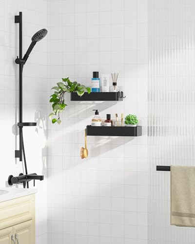 Kitsure Large Shower Caddy - Adhesive Rustproof Bathroom Organizer, Black