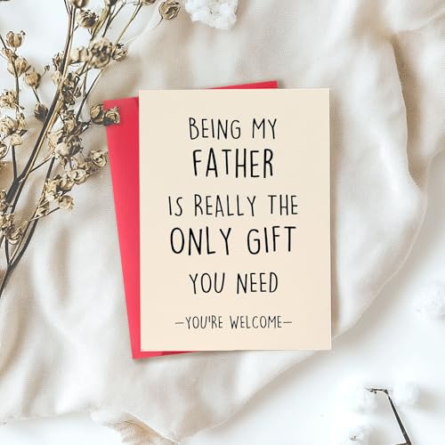 ACH-061 Funny Birthday Card for Dad - Father's Day Gift, 8x5.3in, Premium Linen Card with Envelope