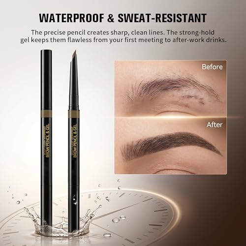 BEUKING Sculpt-N-Stay Waterproof Dual-Ended Eyebrow Pencil & Setting Gel, Shade 04