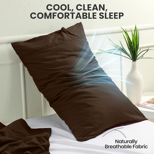 Utopia Bedding King Size Pillow Cases, Set of 2, Soft Microfiber, Brown