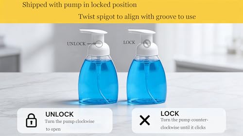 Foaming Soap Dispenser Pump Bottles - 2 Pack, 8 oz for Kitchen & Bath