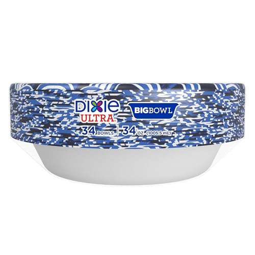 Dixie Ultra 34 oz Compostable Paper Bowls - 34 Count, Microwave Safe