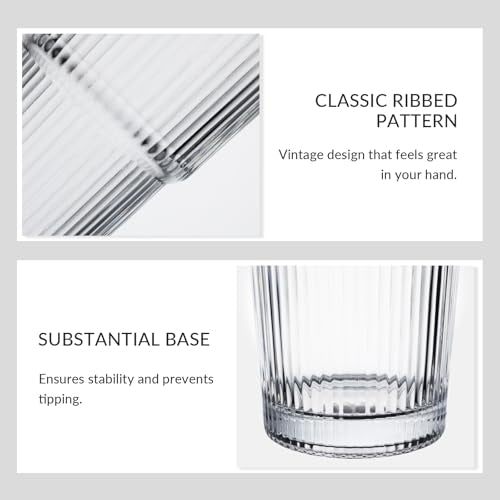 Puraville 20oz Ribbed Glass Cup with Lid and 2 Straws - 1 Pack