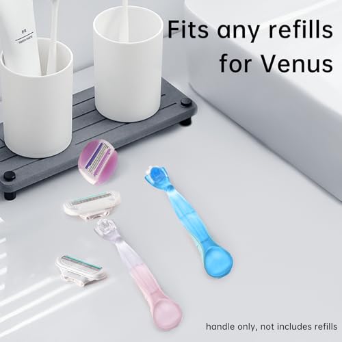 Replacement Razor Handle Compatible with Venus, Pink Non-Slip Ergonomic