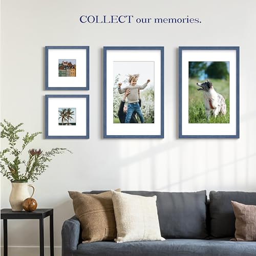 An&He 5x7 Inch Picture Frame, Blue Minimalist Photo Frame for Wall or Desk