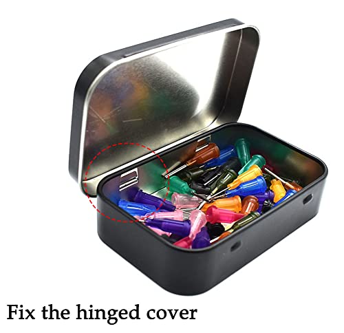 AKOAK 3-Pack Black Rectangular Hinged Tin Containers - 3.7 x 2.4 x 0.8 Inch
