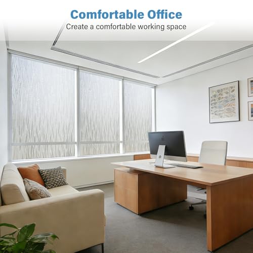 Finnez Frosted Window Privacy Film, Line Pattern Static Cling, 17.5 x 78.7 In