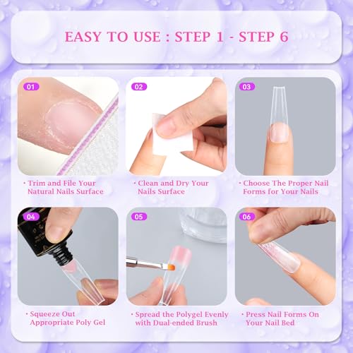 150pcs Clear Coffin Nail Forms, Long Straight Stiletto Molds for Polygel