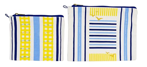 LoveVivid Coastal Pencil Pouch Set of 2 - 100% Cotton Canvas