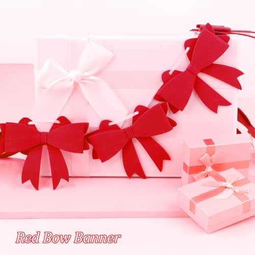 8-Piece Red Bow Garland for Birthday & Baby Shower Decor