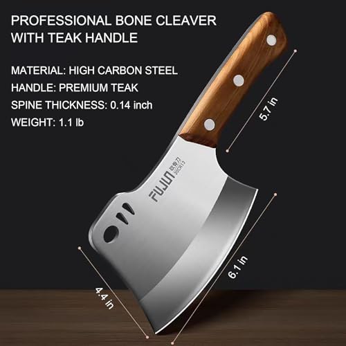 Kvlniqs Heavy Duty Meat Cleaver Axe, Full Tang Stainless Steel Butcher Knife