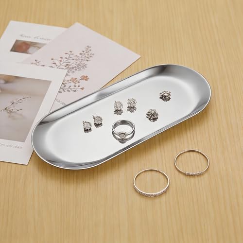 Pocoxll 12" Stainless Steel Oval Serving Tray - Decorative Vanity Platter